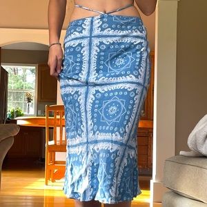 Urban Outfitters Blue Tie Midi Skirt